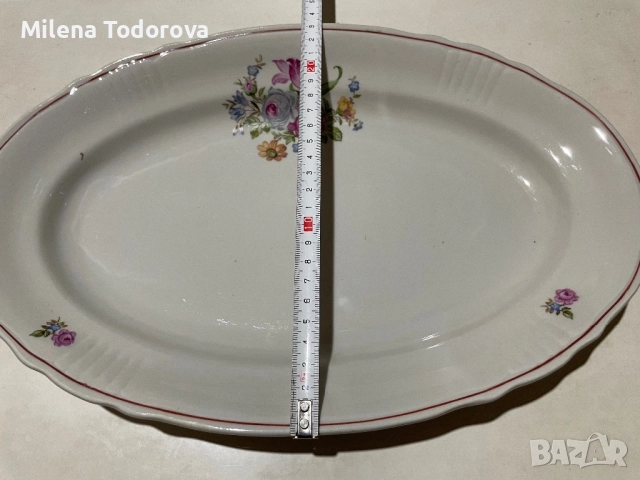  Голямо елипсовидно, порцеланово плато с маркировка, снимка 3 - Чинии - 52599480