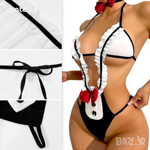 К180 Дамска секси униформа на камериерка. Еротично бельо. Палава камериерка. Дамско бельо, снимка 3 - Бельо - 43015260