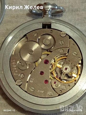 Стар механичен джобен часовник МЪЛНИЯ СССР рядък за КОЛЕКЦИОНЕРИ 51861, снимка 7 - Антикварни и старинни предмети - 53496149