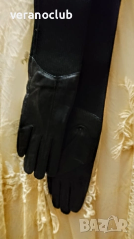 Дълги ръкавици Естествена Кожа Дамски, снимка 6 - Шапки - 23743270