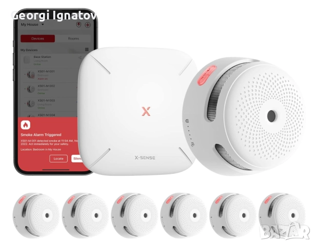 Интелигентен детектор за дим Wi-Fi, приложение X-Sense, FS61