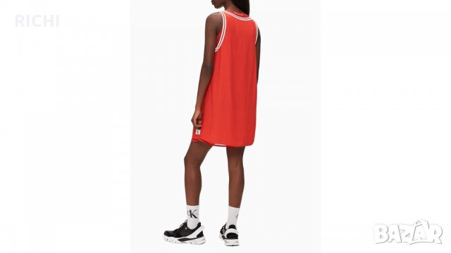 CALVIN KLEIN DOUBLE LAYER A-LINE DRESS – нова рокля оранжево-червена, снимка 3 - Рокли - 33182046