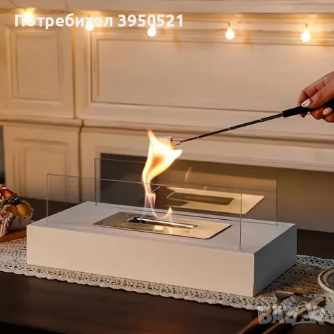 Преносима настолна Биокамина с биоетанол от стомана, 35 x 18 x 14 см, био Камина, снимка 4 - Камини - 48743062