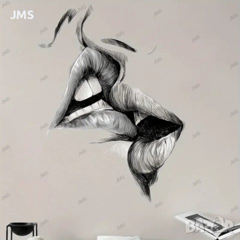 Модерен стикер за стена с целувка на устни, снимка 1 - Декорация за дома - 43447984