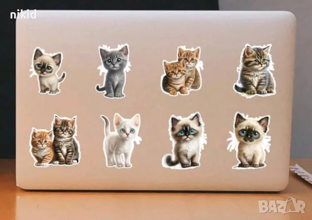 50 бр малки котенца котета коте котки самозалепващи лепенки стикери за украса декор картонена торта, снимка 4 - Други - 47933270
