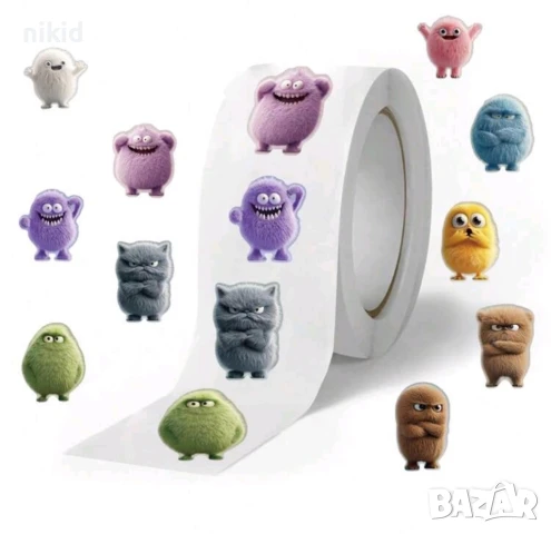 100 бр плюшени духчета дяволчета малки самозалепващи лепенки стикери за ръчна изработка за подарък, снимка 3 - Други - 51268532