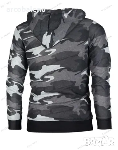 Мъжки камуфлажен суичър с дълъг ръкав с джоб и качулка, 2цвята , снимка 9 - Суичъри - 47862920