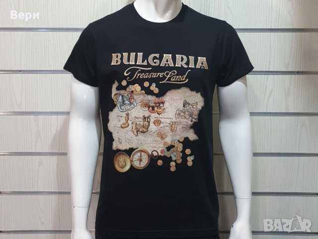 Нова мъжка черна тениска с трансферен печат България - Treasure Land (Земя на съкровищата), снимка 9 - Тениски - 27987779