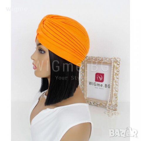 Тюрбан за коса едноцветен оранжев, снимка 2 - Аксесоари за коса - 33047176