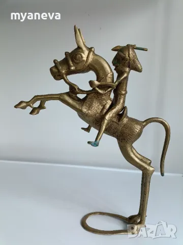 Африканска, бронзова скулптура с ловна сцена. , снимка 6 - Статуетки - 49119036