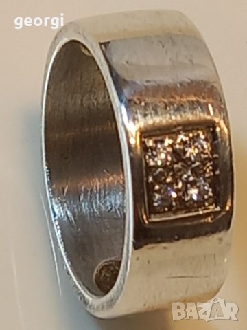 Сребърна халка с четири камъка, снимка 11 - Пръстени - 39075072