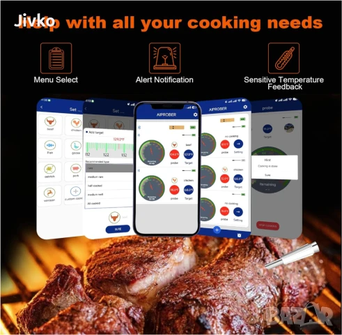 термометри 2бр за месо - wireless, smart, IP67, снимка 8 - Други - 50873283