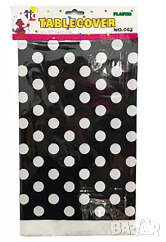 черна бяла на точки найлонова покривка за парти рожден ден , снимка 2 - Покривки за маси - 40424897