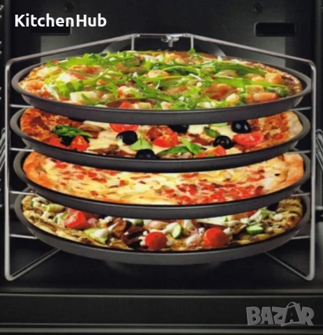 Комплект за печене на пица с хромирана метална стойка, снимка 5 - Съдове за готвене - 52135732