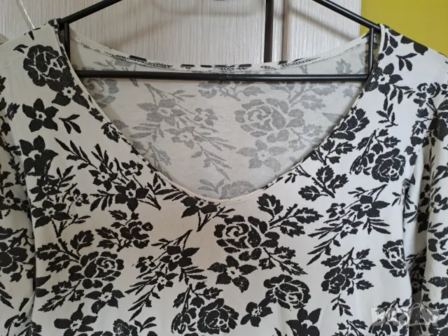 Дамска блуза черно и бяло трикотажна тънка, снимка 4 - Блузи с дълъг ръкав и пуловери - 47287544