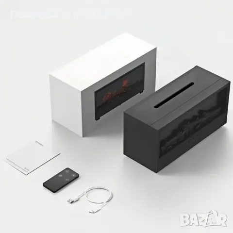 2024USB Захранван 3в1 Лампа,Ароматизатор и Овлажнител-Дизайн на Камина,дист.управление, снимка 11 - Настолни лампи - 48729092