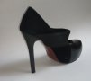 Черни обувки на висок ток 37 номер матови лачени, снимка 4