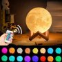 Нощна лампа луна с 3D форма,16 цвята и дистанционно, снимка 7