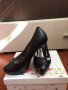Черни кожени официални токчета 11 см , снимка 1 - Дамски обувки на ток - 26789895