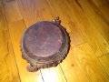 Дървена купа от соца с облицовка естествена кожа с инкрустация-Електроимпекс София фи 120мм и Н-54мм, снимка 3