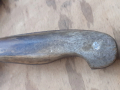 Стар български хайдушки нож с рогови чирени кожена кания, снимка 2