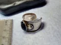 РЕТРО АРТ СТИЛ РЕГУЛИРУЕМ СКЪПОЦЕНЕН СРЕБЪРЕН ПРЪСТЕН СРЕБРО 925 с РЪЧНО ПОЛИРАН ЧЕРЕН ОНИКС 49918, снимка 11