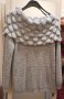 Ефектна изключително мека плетена дамска блуза с падаща по раменете шал яка, снимка 3