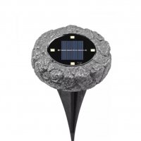 LED соларен фенер, 8 LED диода, дизайн на камък, 11х2см, сив, снимка 1 - Градински мебели, декорация  - 32803072