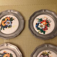 Старинни немски чинии за стена от калай и рисуван порцелан/1, снимка 2 - Декорация за дома - 43147788