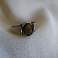 Рядък стар сребърен немски пръстен с флуоресциращ флуорит, снимка 3 - Пръстени - 36601529