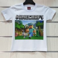 Нова бяла детска тениска с дигитален печат MINECRAFT (Майнкрафт), снимка 10 - Детски тениски и потници - 32607577