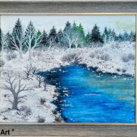 Зимна приказка " Маслена живопис , снимка 1 - Картини - 42774806