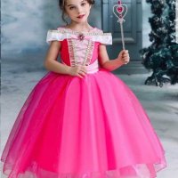 Разкошна рокля на Спящата красавица или Бел+ подарък коронка , снимка 1 - Детски рокли и поли - 28305758