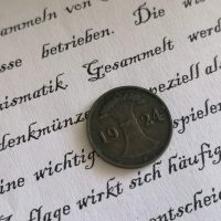 Райх монета - Германия - 1 пфениг | 1924г.; серия J, снимка 2 - Нумизматика и бонистика - 33615330