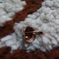 Съветски златен ажурен пръстен с естествен  гранат, снимка 5 - Пръстени - 40341636