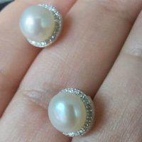 Японски дизайнерски обеци с естествена перла и циркон - проба 925 / Oт "Swan" pearls , снимка 8 - Обеци - 33148077