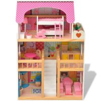 3-етажна къща за кукли, 60 x 30 x 90 см, дърво, снимка 6 - Кукли - 40270550