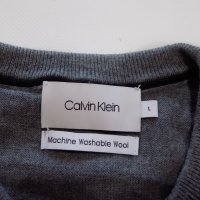 пуловер calvin klein wool блуза фанела мъжки вълнен оригинален сив L, снимка 5 - Пуловери - 43317283