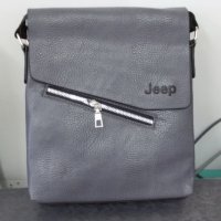 Мъжка чанта за рамо Jeep, сива, с капак и регулируема презрамка -2021, снимка 1 - Чанти - 32321034