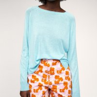Светлосиня блуза от много фино тъничко плетиво , снимка 4 - Блузи с дълъг ръкав и пуловери - 43812522