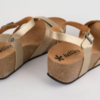 Златисти дамски сандали на платформа марка kellies , снимка 5 - Сандали - 38472376