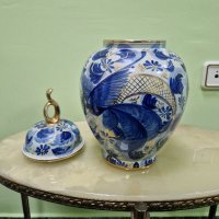 Красива голяма антикварна белгийска порцеланова урна H.BEQUET , снимка 3 - Декорация за дома - 44015514