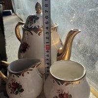 Английски порцелан сет за чай със дебела позлата, снимка 5 - Антикварни и старинни предмети - 43542449