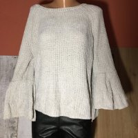 🎁🎒Пуловер от уникална мека материя с пеплум ръкав,л размер💄, снимка 1 - Блузи с дълъг ръкав и пуловери - 27511441