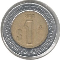 Mexico-1 Peso-2001 Mo-KM# 603, снимка 1 - Нумизматика и бонистика - 43837768