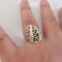 Златен дамски пръстен бяло и жълто комбинация , снимка 6 - Пръстени - 43672871