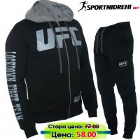 Спортен екип UFC, 2078 черен, памук и ликра, с качулка, снимка 5 - Спортни дрехи, екипи - 32277912