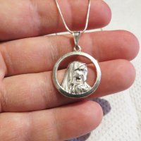 Сребърно синджирче със Дева Мария, Света Богородица притежавайте този медальон и нека Светата майка, снимка 2 - Колиета, медальони, синджири - 32967121