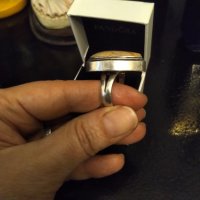 Посребрен пръстен с голям ахат, снимка 3 - Пръстени - 37943212