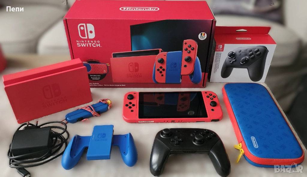 Nintendo Switch - Mario Red & Blue (SPECIAL EDITION) +128GB карта, снимка 1